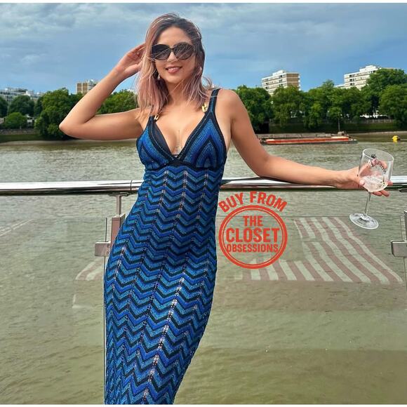 RARE!!! MANGO BLOGGER FAVE!!! Fitted Metallic Maxi Dress NWT - Picture 4 of 16